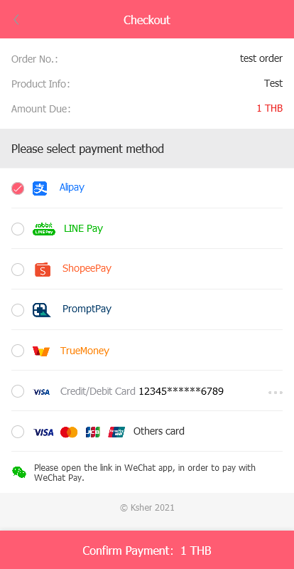 h5 checkout savecard